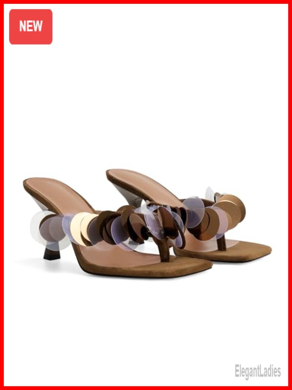 Women's Kitten Heel Flip Flop Sandals Faux Leather Strappy Slide